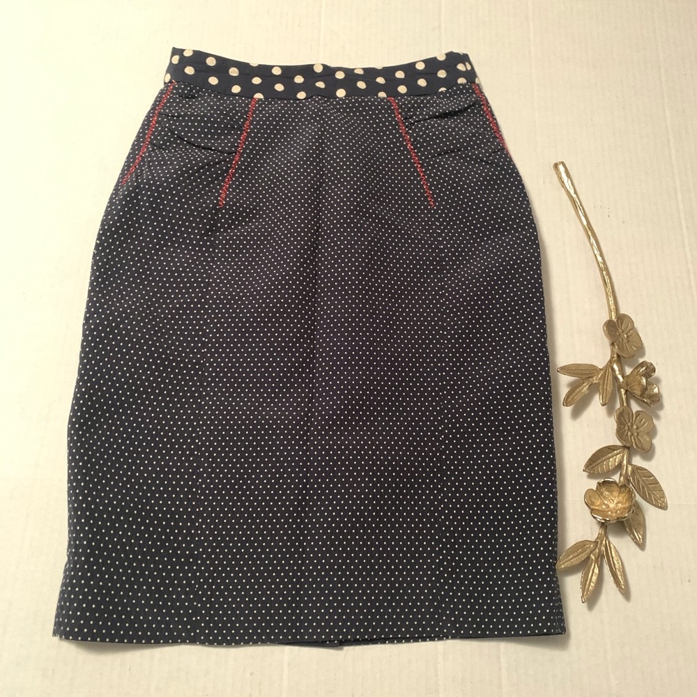 Baraschi Anthropologie Size 10 Navy Pencil Skirt